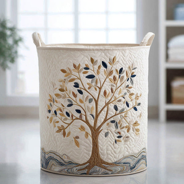 Yelena — Golden Tree of Life Quilted Laundry Basket