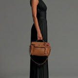 Melania — Black Zip-Front Pleated Wide-Leg Jumpsuit