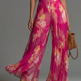 Barbora — Fuchsia Pleated Wide-Leg Jumpsuit