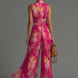 Barbora — Fuchsia Pleated Wide-Leg Jumpsuit