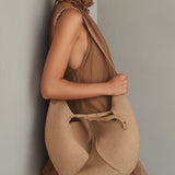 Vendela — Brown High-Neck Halter Mini Dress with Ruffle Detail