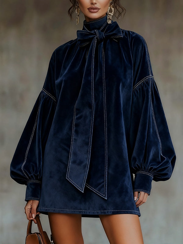 Trinidad — Mini Velvet Dress with Bow
