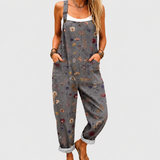 Clementine — Slate Floral Print Overalls