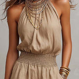 Dietlinde — Halter-Neck Wide-Leg Jumpsuit with Shirred Waist