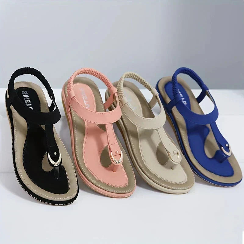 Denise — Cushioned T-Strap Thong Sandals