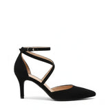 Chieko — Pointed Cross-Ankle-Strap Pumps with Slim Heel