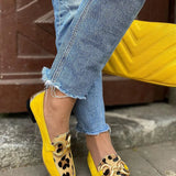 Fiorella — Yellow Animal-Print Horsebit Loafers