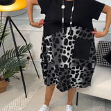 Sigrid — Colour-Block Leopard-Print Midi Dress with Pockets