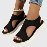 Assunta — Orthopaedic Knit-Look Open-Toe Sandals with Cut-Out Sides