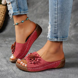 Darcy — Flower-Detail Wedge Slide Sandals
