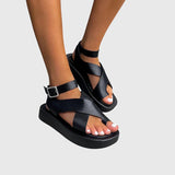 Cesarina — Orthopaedic Gladiator Platform Sandals with Ankle Strap