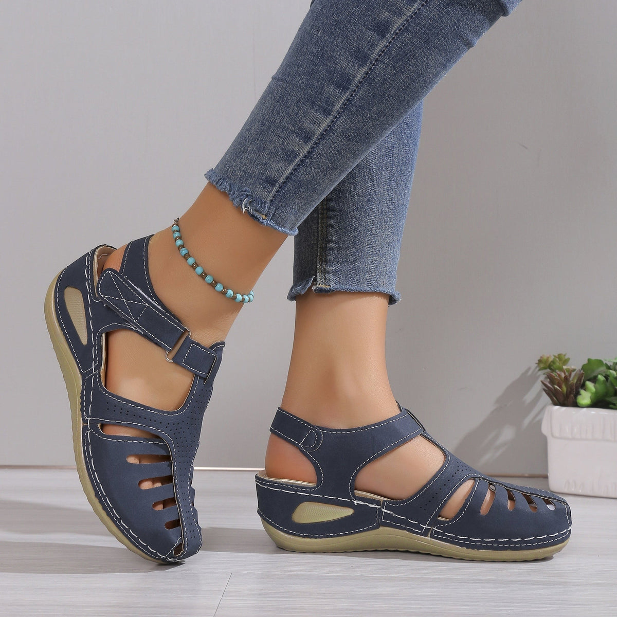 Athena — Closed-Toe Strappy Comfort Sandals