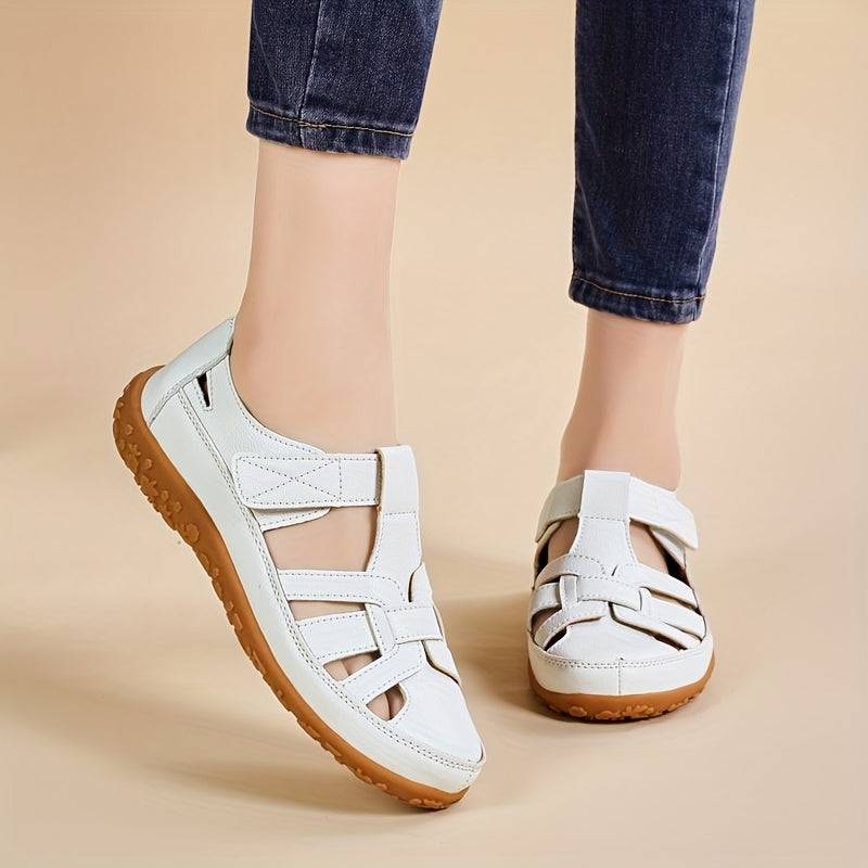 Hilda — Closed-Toe Woven Strap Comfort Sandals