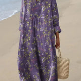 Dorothee — Purple Vintage-Print Midi Dress