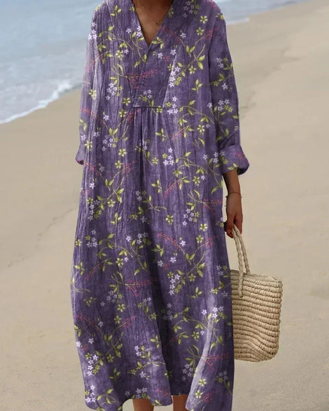 Dorothee — Purple Vintage-Print Midi Dress