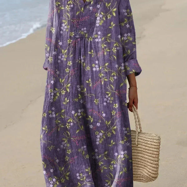 Dorothee — Purple Vintage-Print Midi Dress