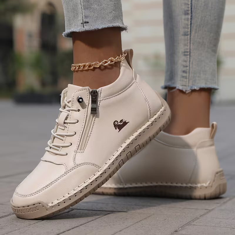 Hallie — Side-Zip Stitched Comfort Sneakers