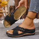Dulce — Cross-Strap Wedge Comfort Sandals