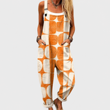 Vivi — Orange Retro Print Overalls