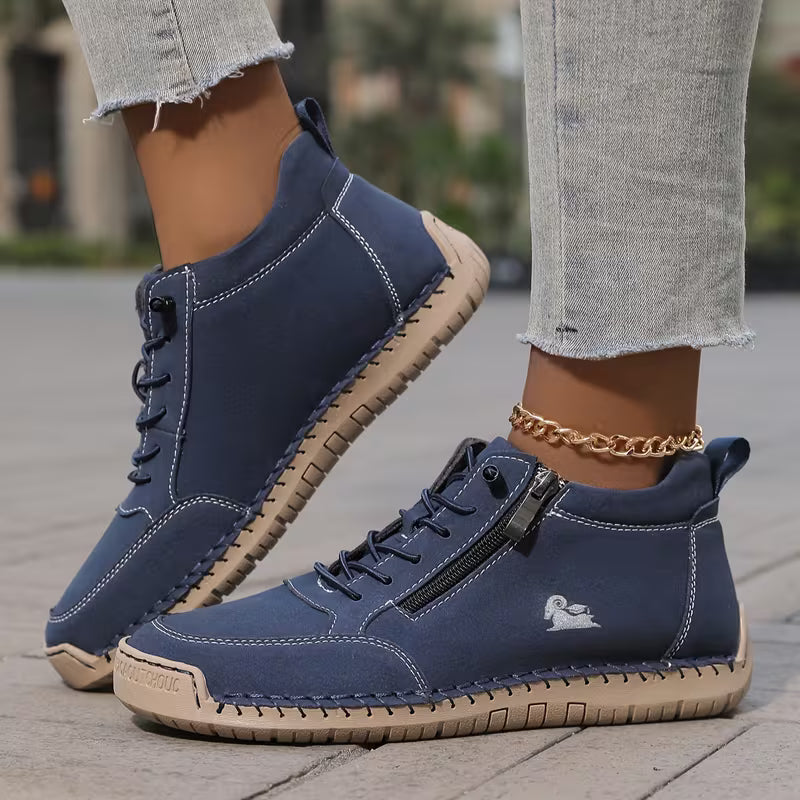 Hallie — Side-Zip Stitched Comfort Sneakers