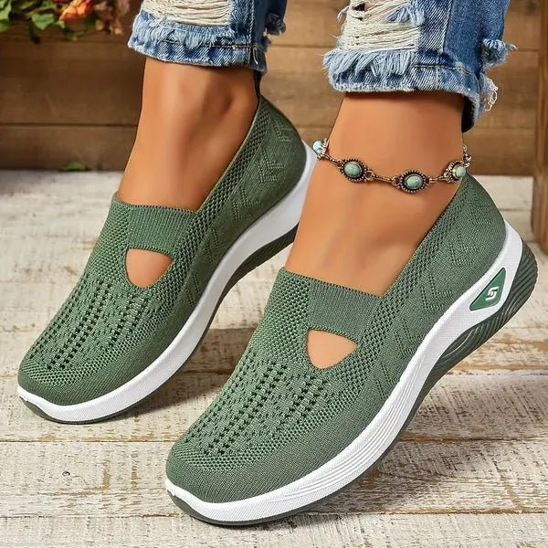 Alanis — Perforated Slip-On Knit Shoes
