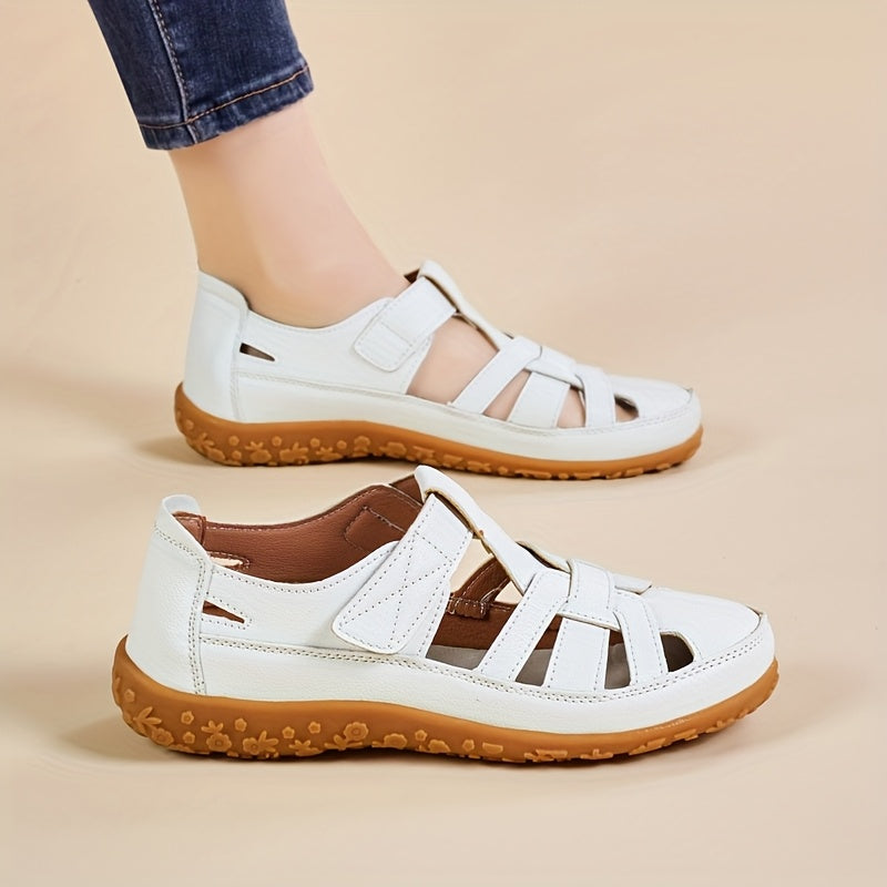 Hilda — Closed-Toe Woven Strap Comfort Sandals