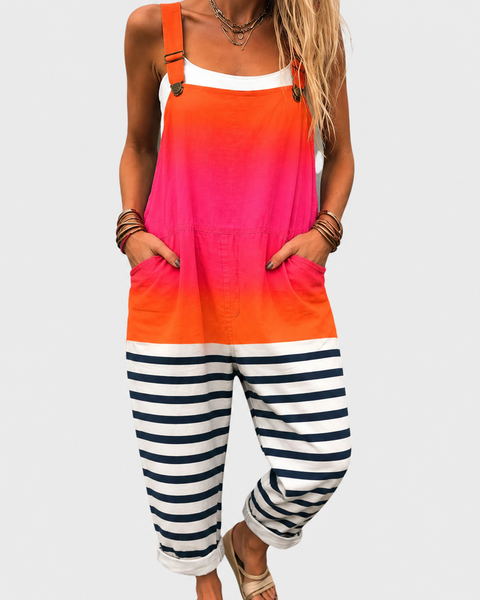 Cleo — Sunset Gradient Stripe Overalls