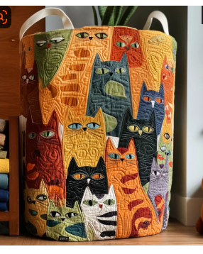 Pilar — Cat Collage Quilted Laundry Basket