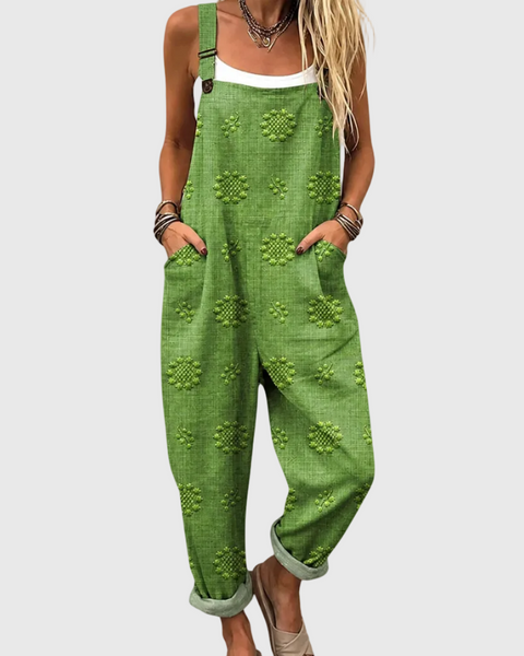 Aggie — Green Textured Overalls