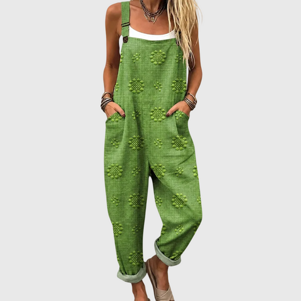 Aggie — Green Textured Overalls