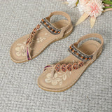 Aife — Boho Beaded T-Strap Flat Sandals