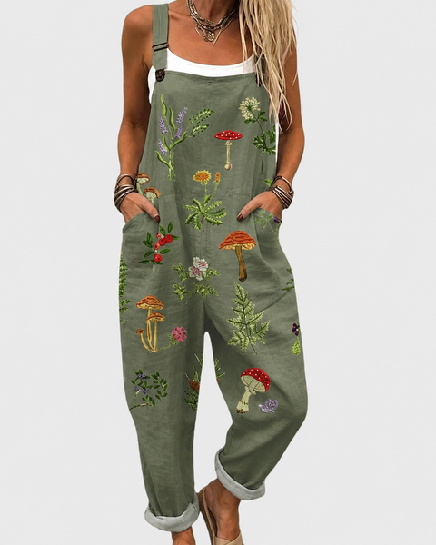 Posy — Mushroom Garden Print Overalls