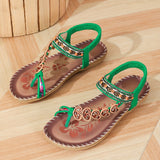 Aife — Boho Beaded T-Strap Flat Sandals