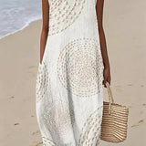 Lucette — White Eyelet-Look Sleeveless Midi Dress