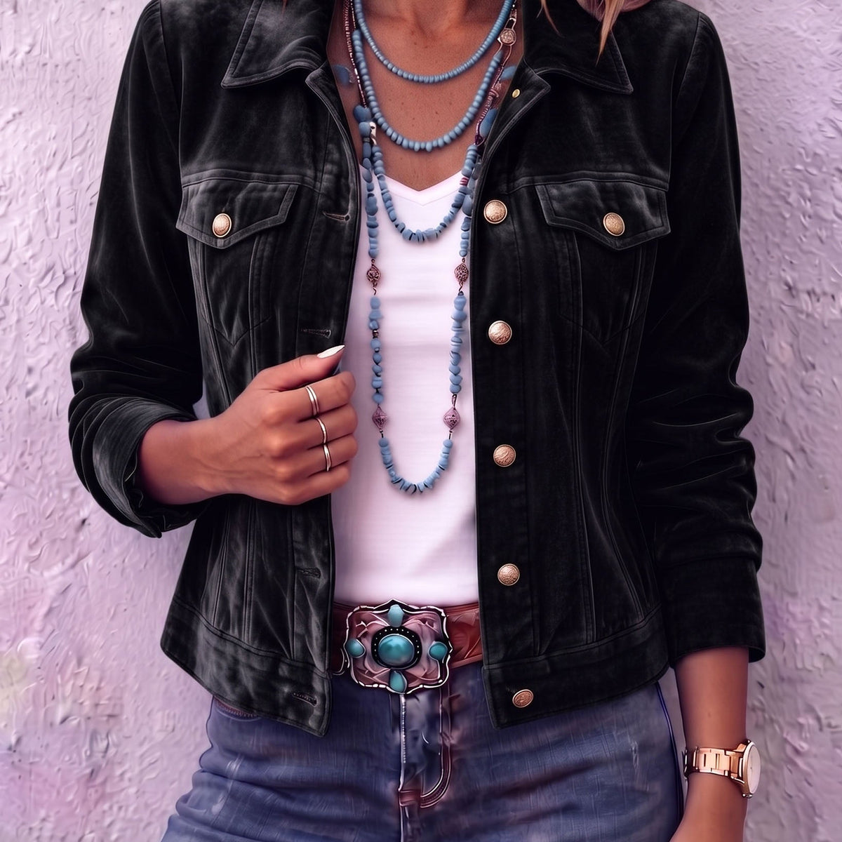 Dianne Boho Vintage-Inspired Velvet Jacket - Black
