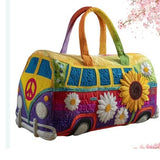 Viridiana — Violet Sunflower and Daisy Camper Van Quilted Travel Bag