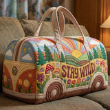 Eirlys — Stay Wild Sunrise Camper Van Quilted Weekender Bag