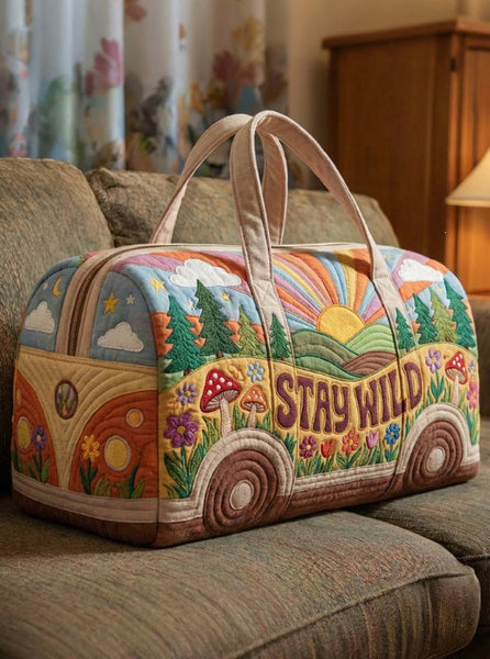 Eirlys — Stay Wild Sunrise Camper Van Quilted Weekender Bag