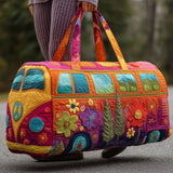 Joscelin — Orange and Pink Bloom Camper Van Quilted Weekend Bag