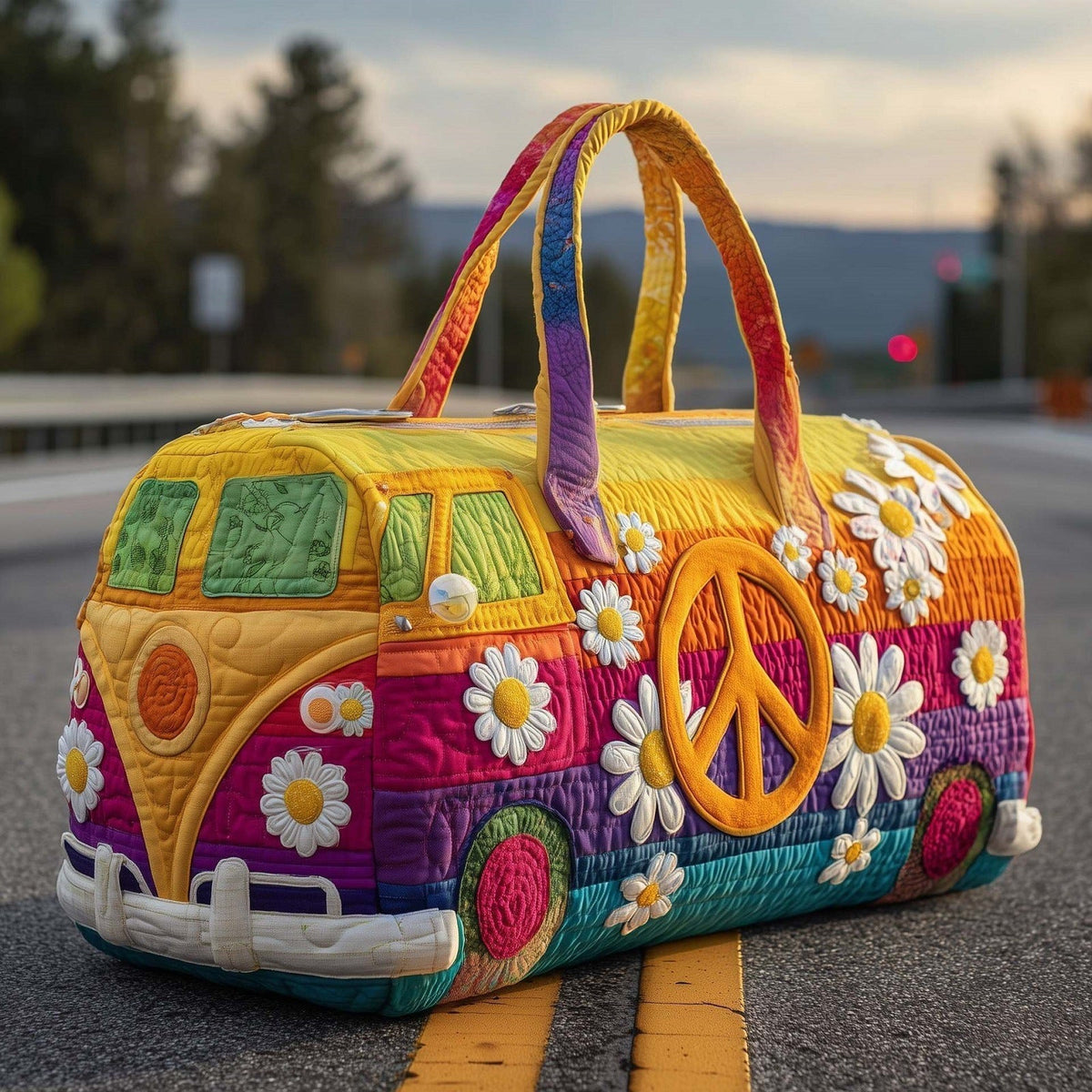 Nanette — Sunny Peace and Daisy Camper Van Quilted Weekend Bag
