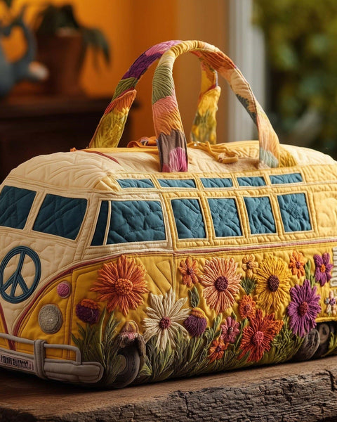 Rebekah — Golden Wildflower Camper Van Quilted Duffle Bag