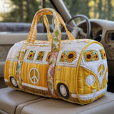Thomasina — Yellow Sunflower Window Camper Van Quilted Weekend Bag