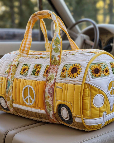 Thomasina — Yellow Sunflower Window Camper Van Quilted Weekend Bag