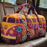 Columbine — Purple and Gold Floral Camper Van Quilted Weekend Bag