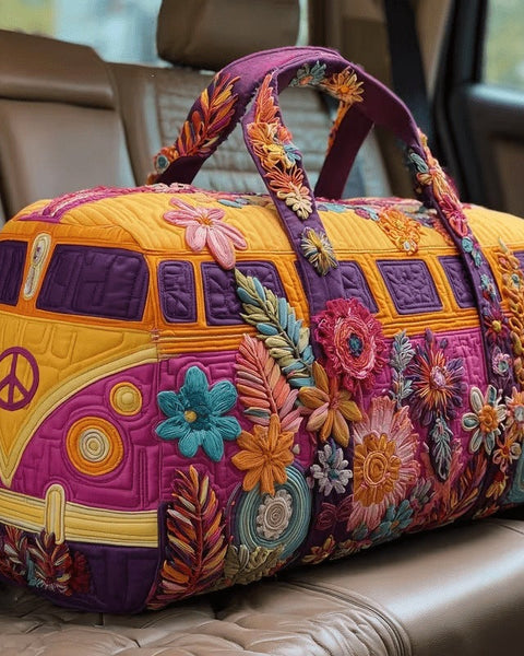 Columbine — Purple and Gold Floral Camper Van Quilted Weekend Bag