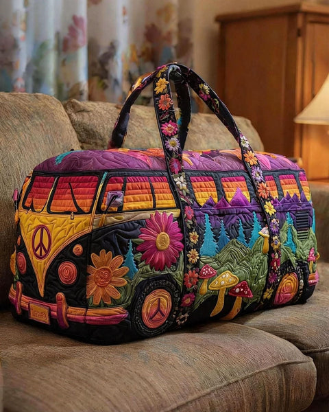 Aelwen — Midnight Mushroom Meadow Camper Van Quilted Weekend Bag