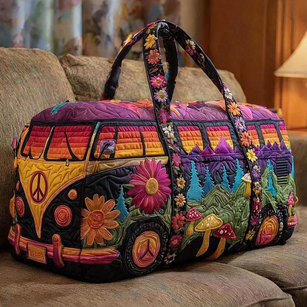 Aelwen — Midnight Mushroom Meadow Camper Van Quilted Weekend Bag