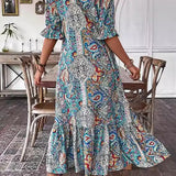 Solveig — Paisley-Print Tassel-Tie Maxi Dress with Tiered Skirt