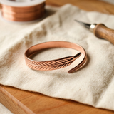 Hayden — Feather Engraved Wrap Copper-Tone Cuff Bracelet