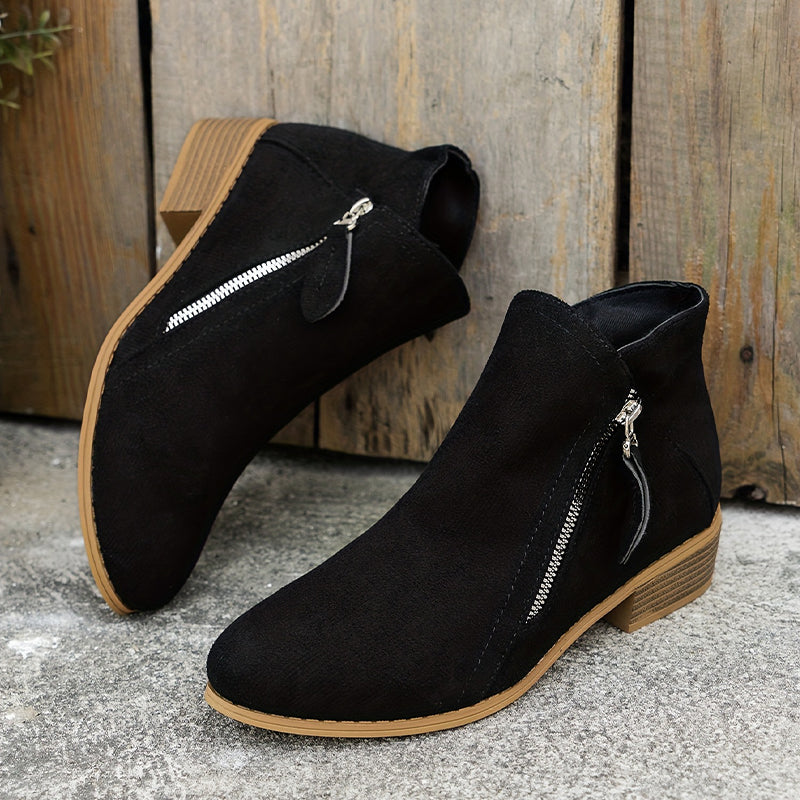 Clarabel — Zip-Side Ankle Boots